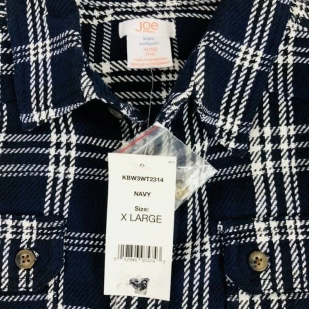 Joe Fresh Kids‎ Button Down Long Sleeve Navy Plaid
